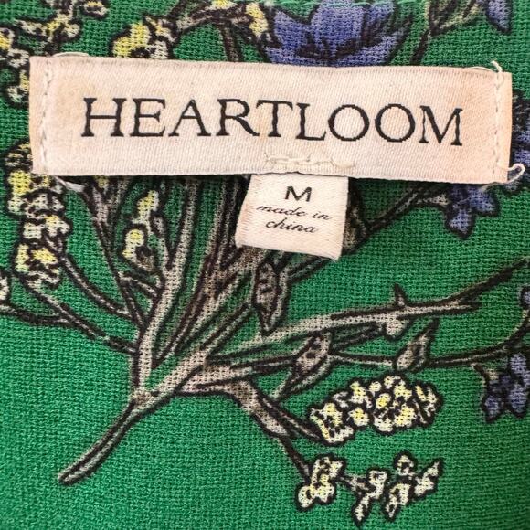 Heartloom Revolve Floral Surplice Wrap Long Sleeve Blouse Green Size M - Picture 9 of 11
